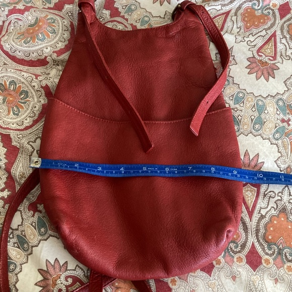 JP Ourse Dark Red Pebbled Leather Kangaroo Backpack Shoulder Bag Purse - Picture 8 of 8